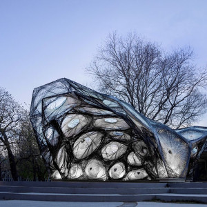 Robot-built biomimicry pavilion, inspired by beetle shells
