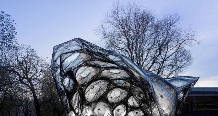 Robot-built biomimicry pavilion, inspired by beetle shells