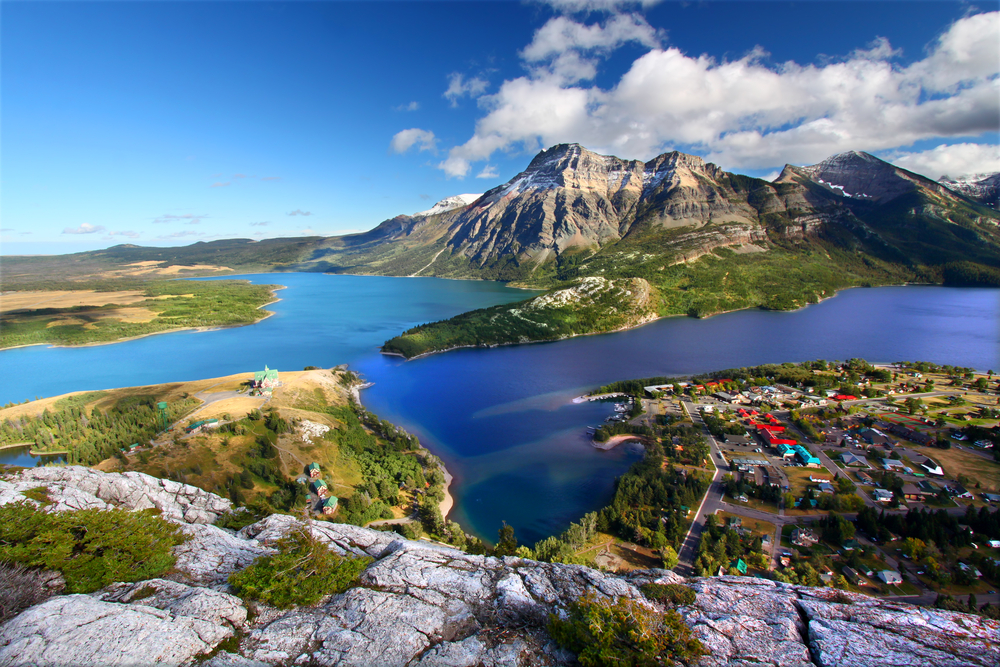 Waterton Lakes National Park in Canada seen from the Bears Hump